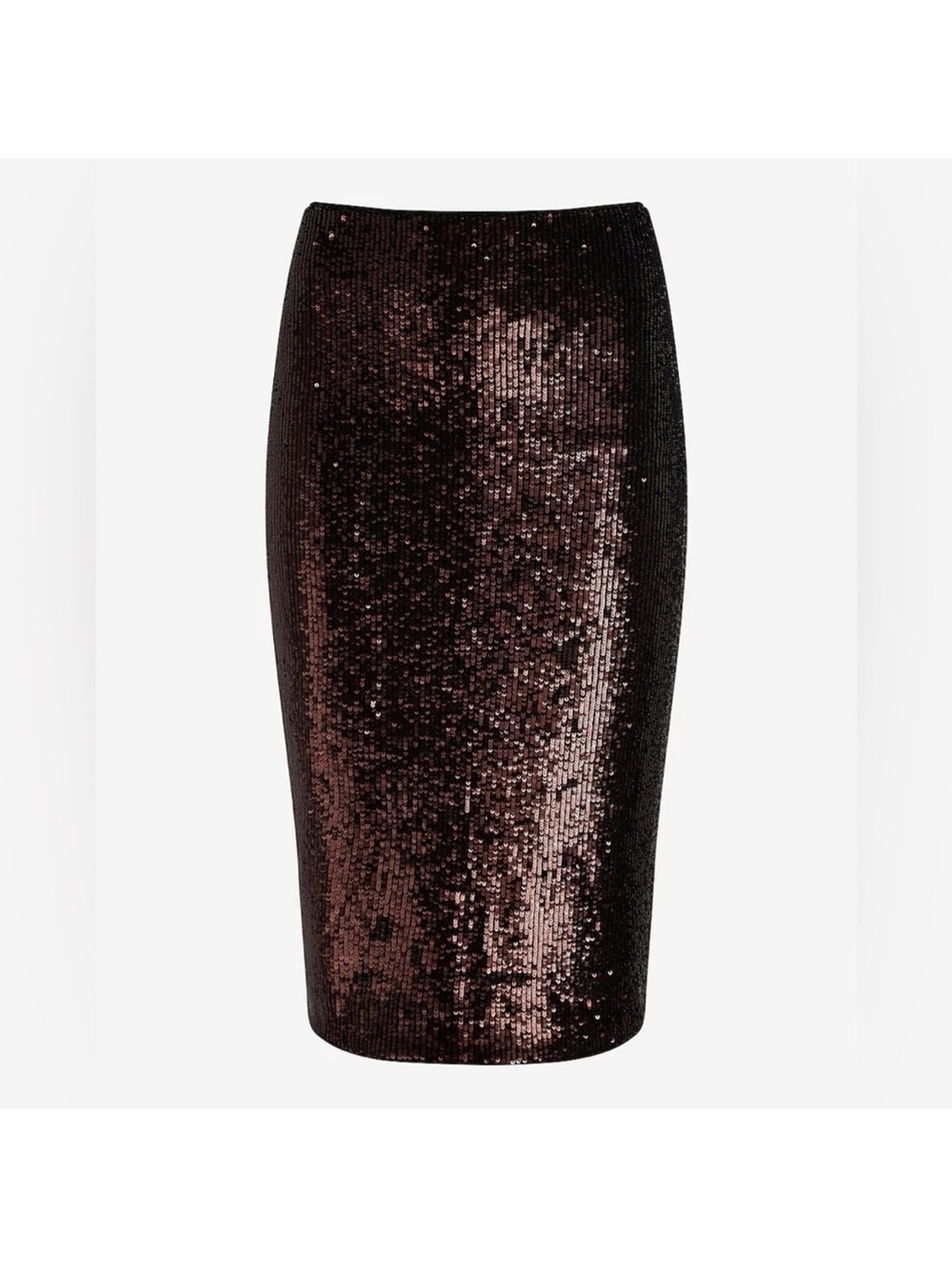 Express Chocolate Brown Sequin Midi Skirt Size L